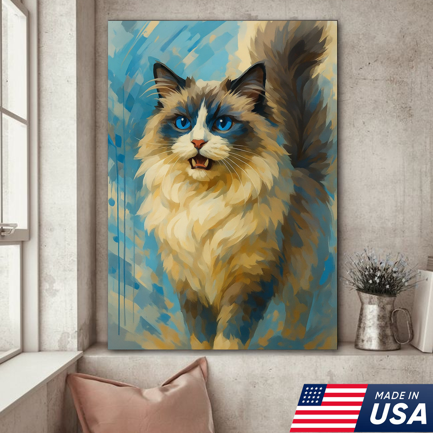 Retrato de Mascota Personalizado - Lienzo Estilo Pintura Acuarela de Perro o Gato
