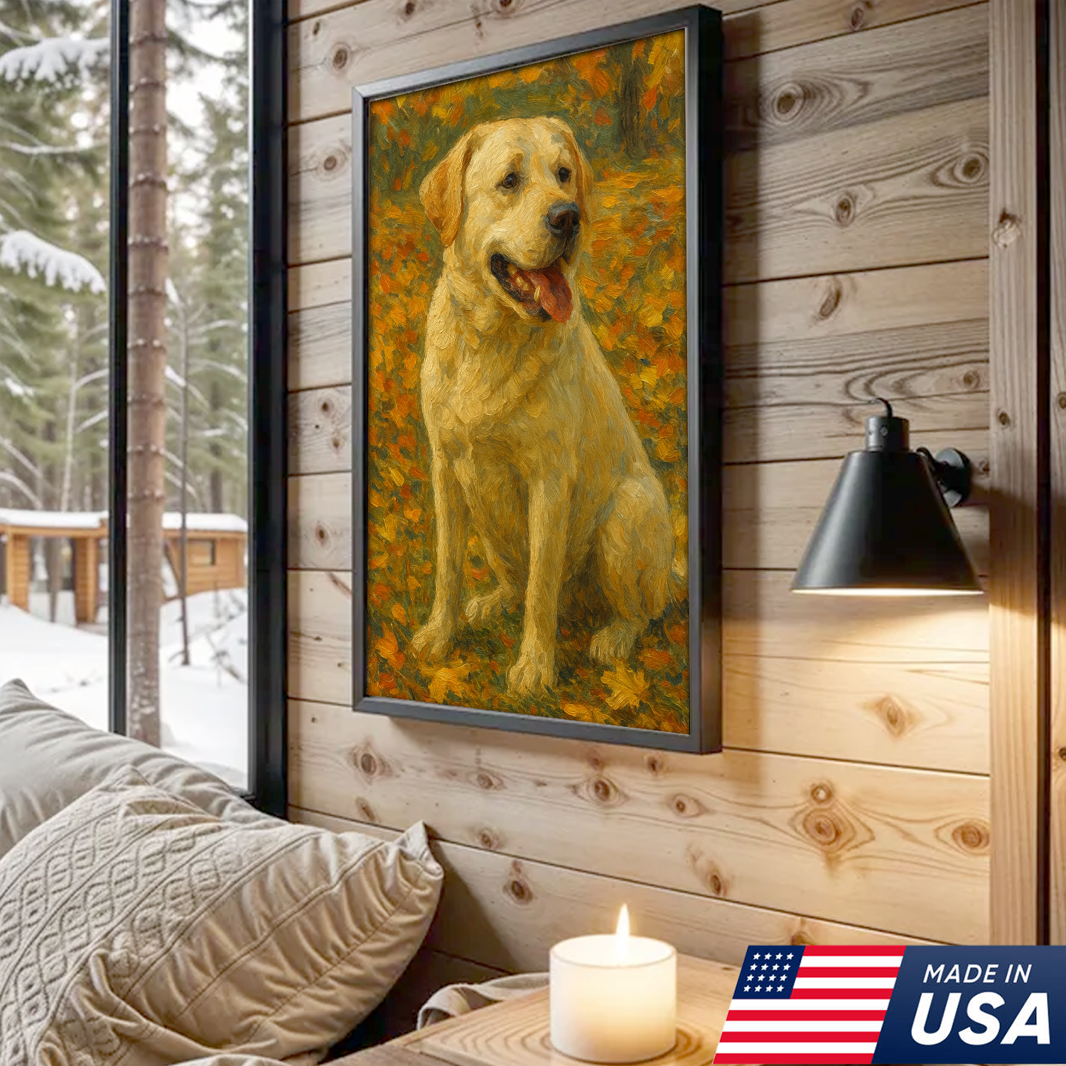 Custom Pet Portrait - Personalized Autumn Dog Cat Portrait Canvas