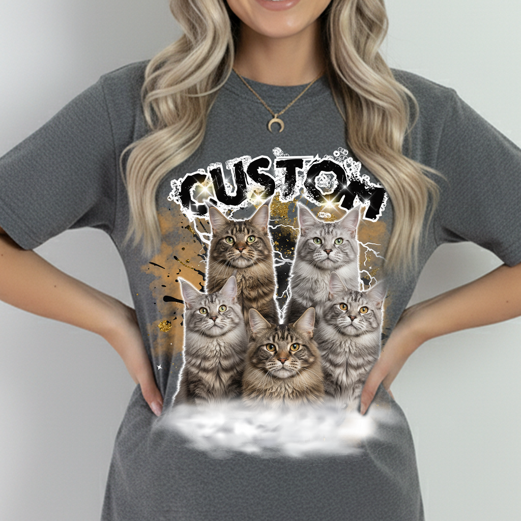 Personalized Pet Portrait Printed T shirt, Sweatshirt, Hoodie, Custom Pet Photo