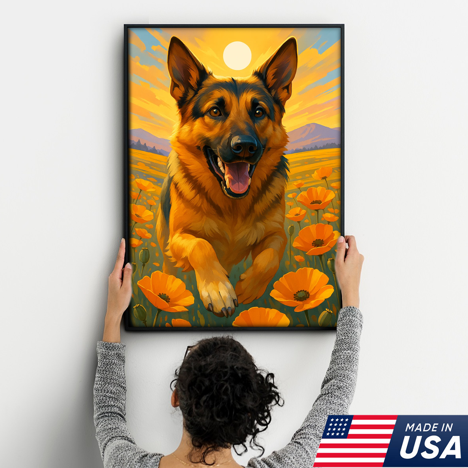 Retrato de Mascota Personalizado - Perro Gato en Campo de Flores Lienzo