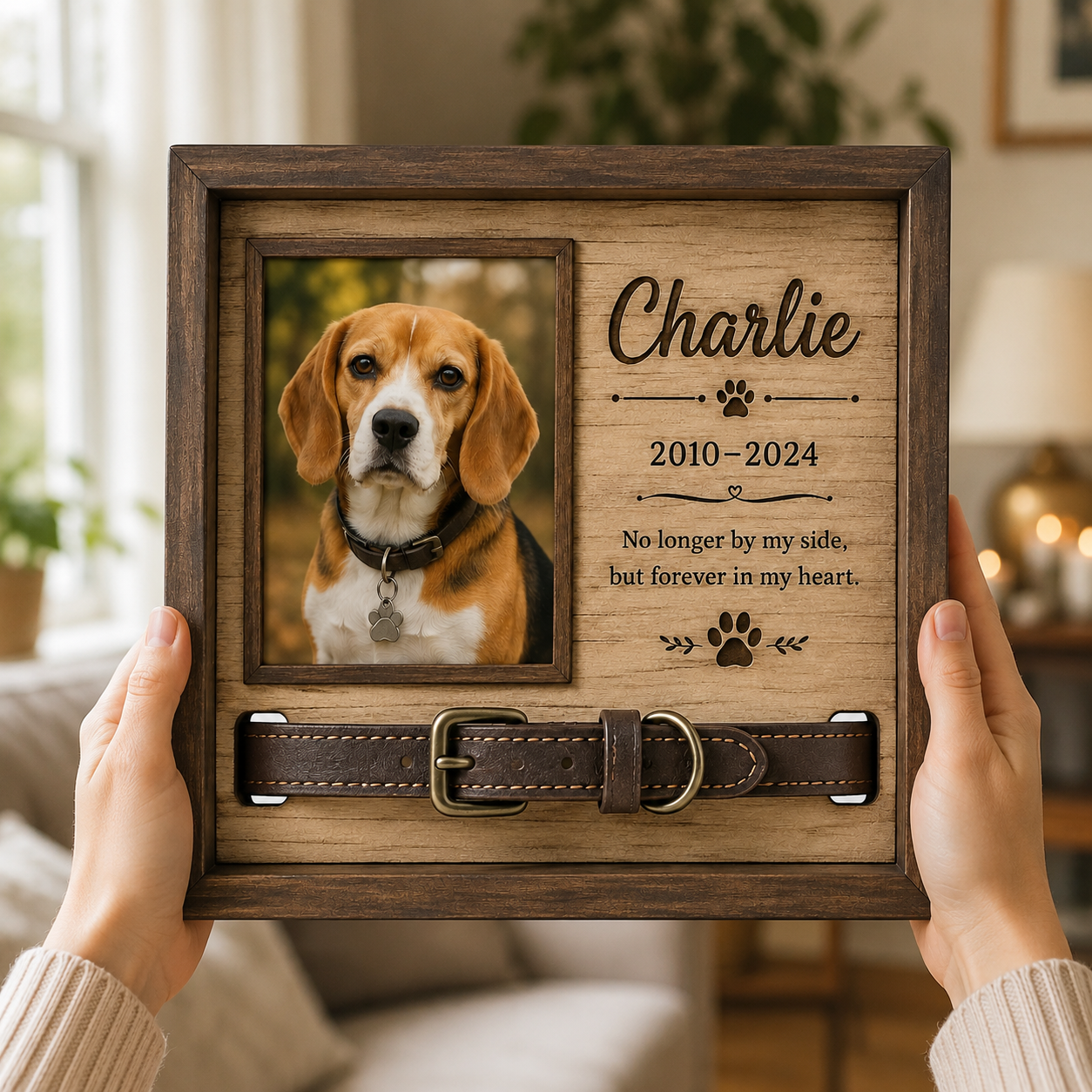 Personalized Pet Memorial Collar Sign – Custom Dog & Cat Photo Keepsake