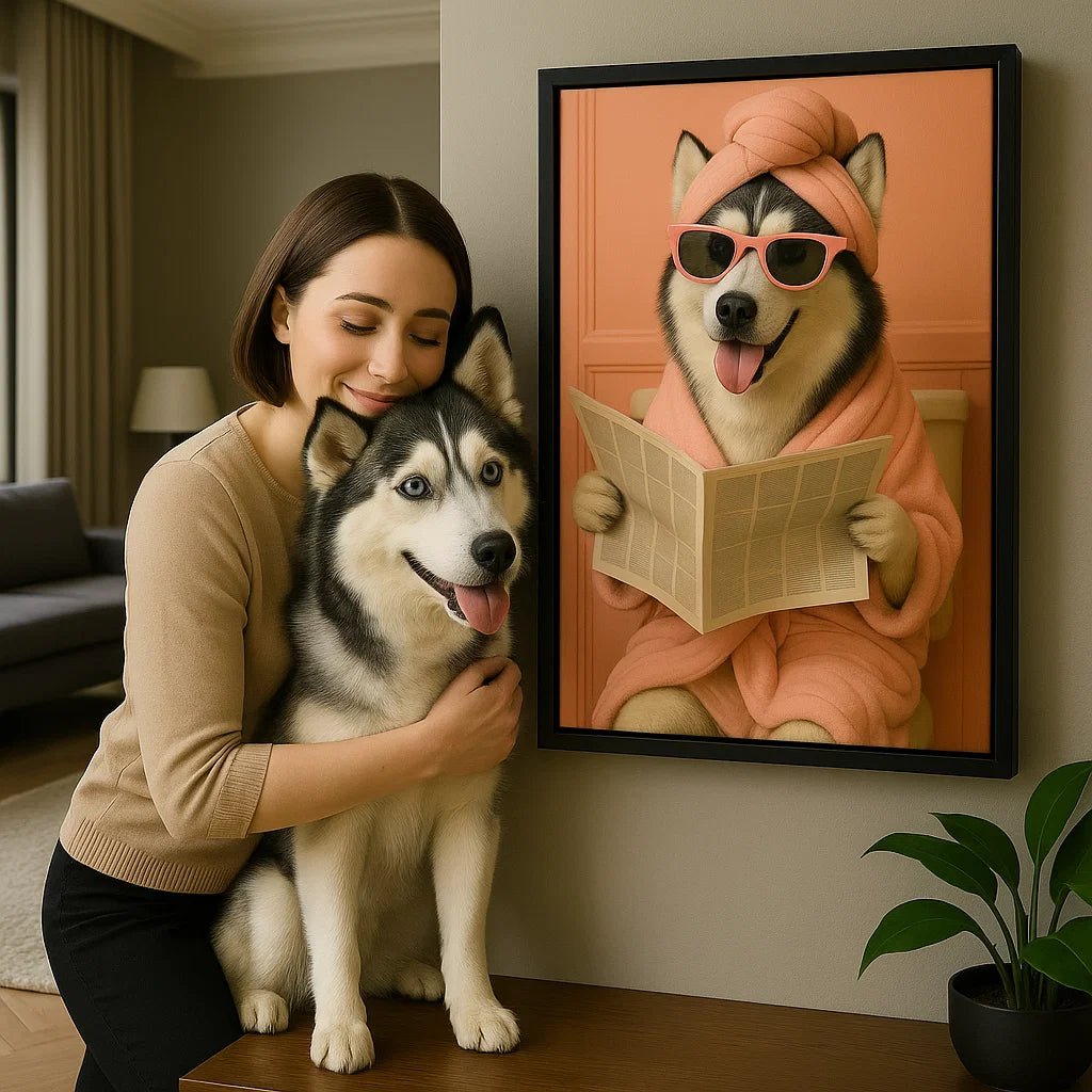 Retrato personalizado de mascota – Estilo Pop Art Divertido para Baño