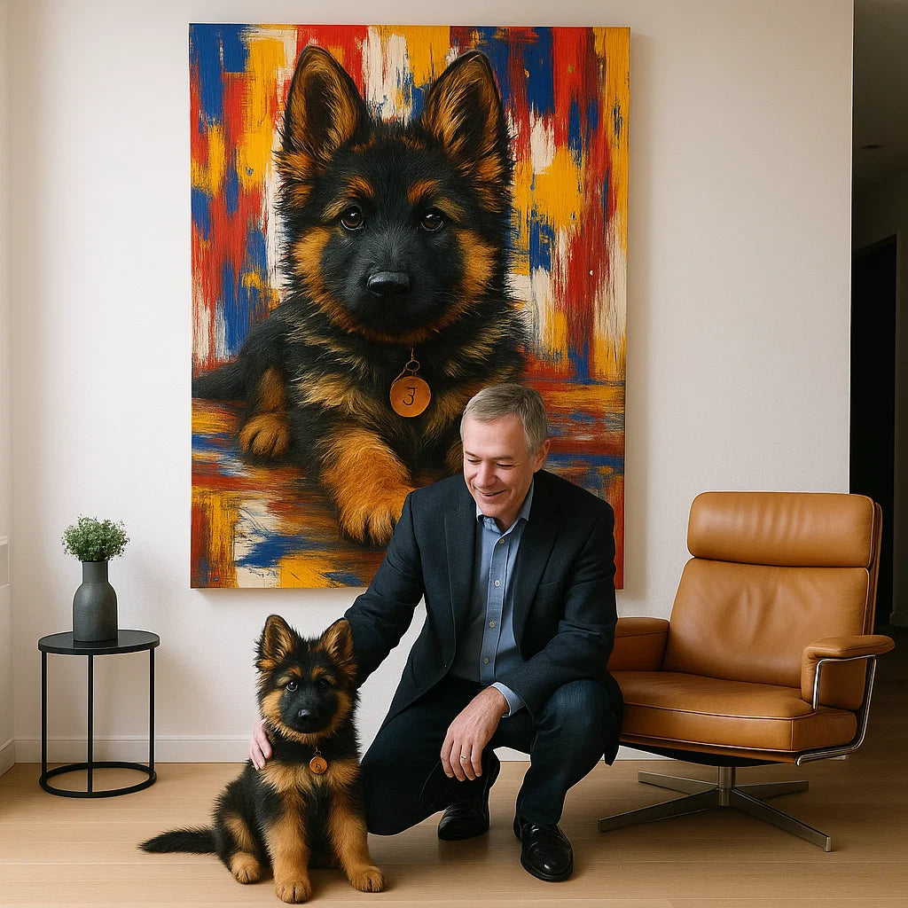 Retrato Personalizado de Mascota – Lienzo con Textura de Óleo Vibrante