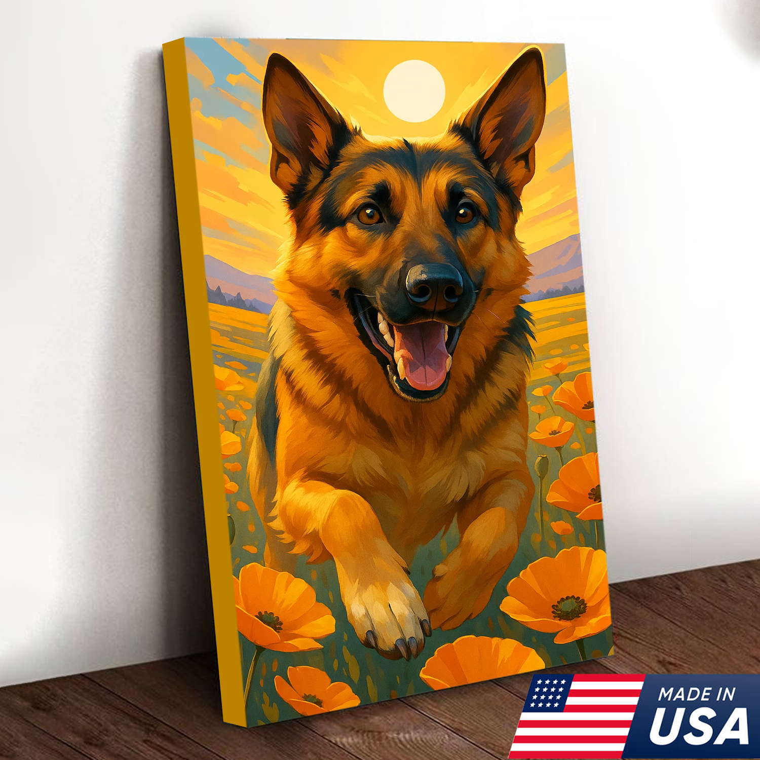 Retrato de Mascota Personalizado - Perro Gato en Campo de Flores Lienzo