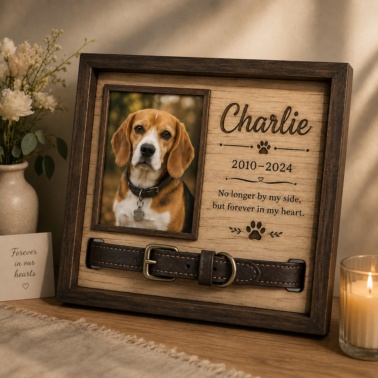 Personalized Pet Memorial Collar Sign – Custom Dog & Cat Photo Keepsake