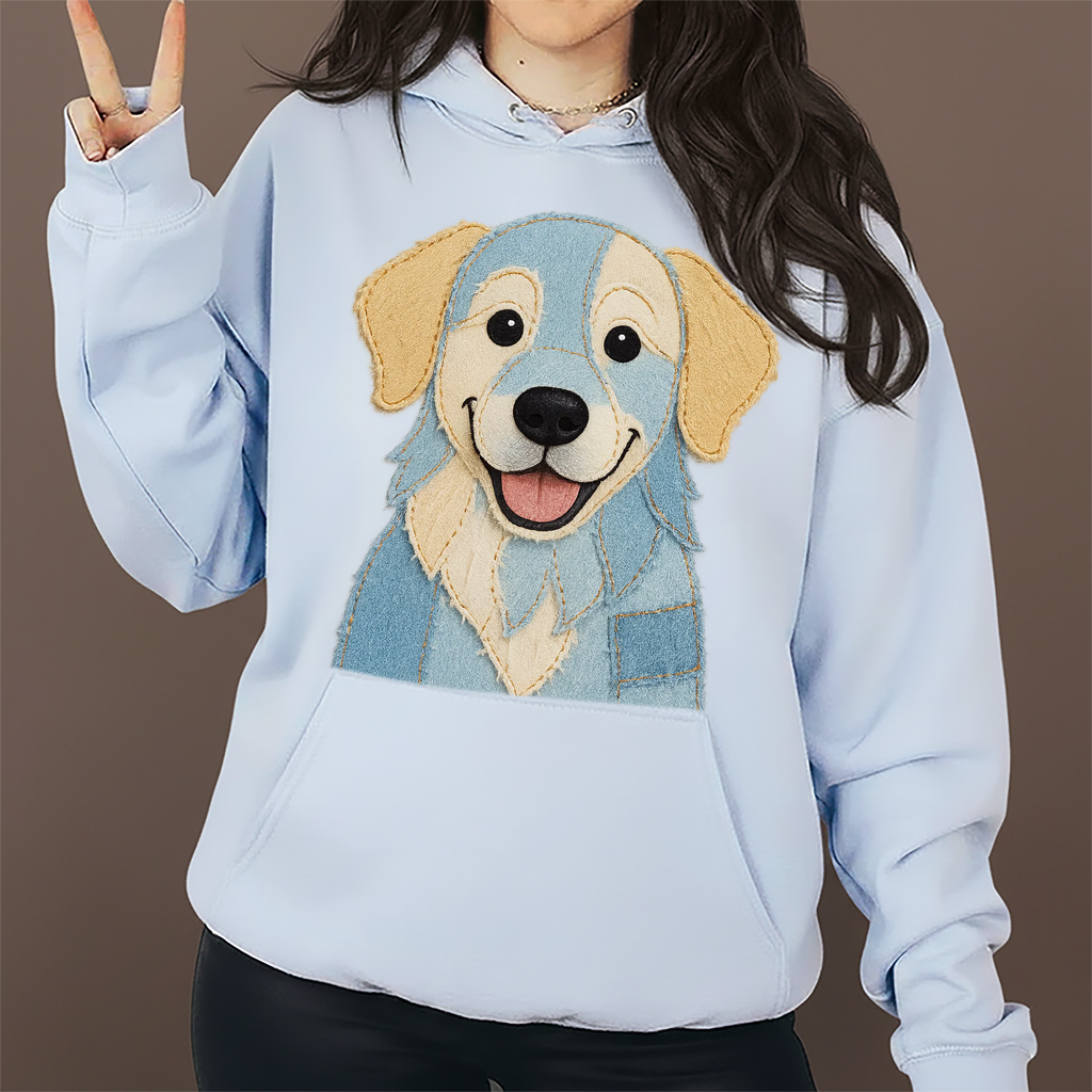 Personalized Pet Portrait Printed T shirt, Sweatshirt, Hoodie - Custom Dog, Cat Photo Denim Printed