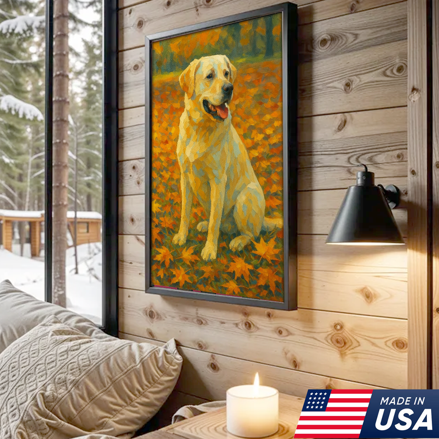 Custom Pet Portrait - Personalized Autumn Dog Cat Portrait Canvas