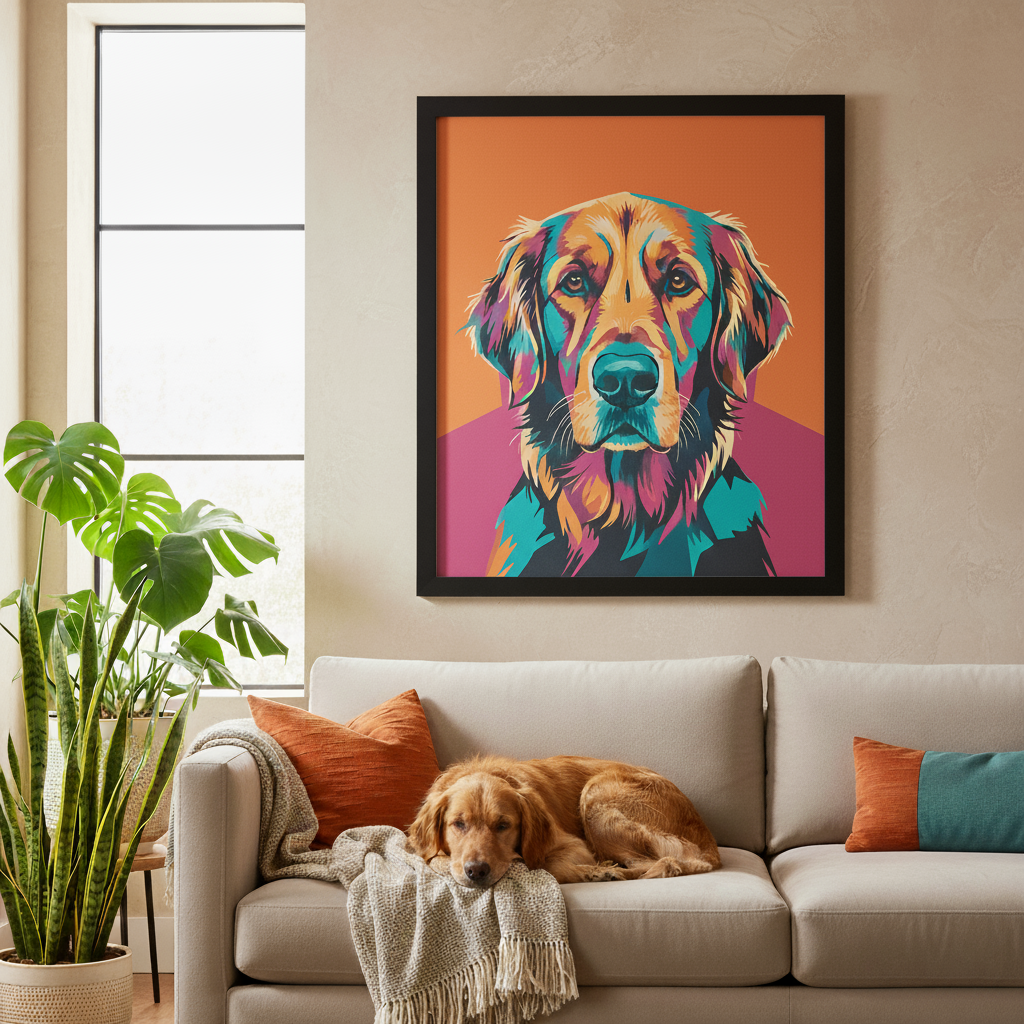 Retrato de mascota personalizado - Lienzo retro de perro o gato