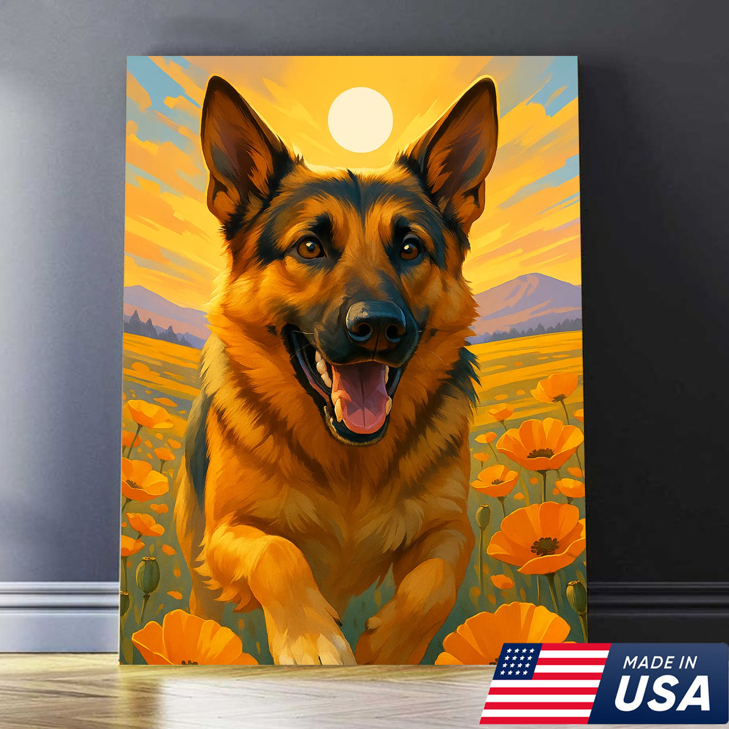 Retrato de Mascota Personalizado - Perro Gato en Campo de Flores Lienzo