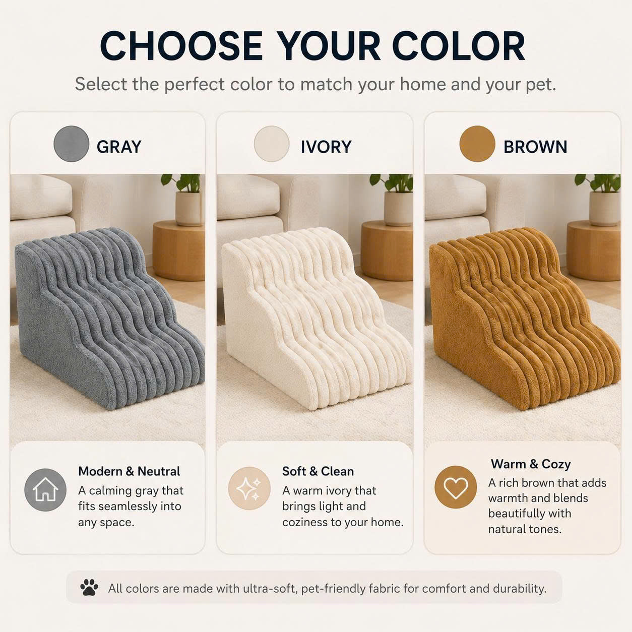 Pawunder™ Foam Pet Stairs – Gentle Steps for Beds, Sofas & Cars