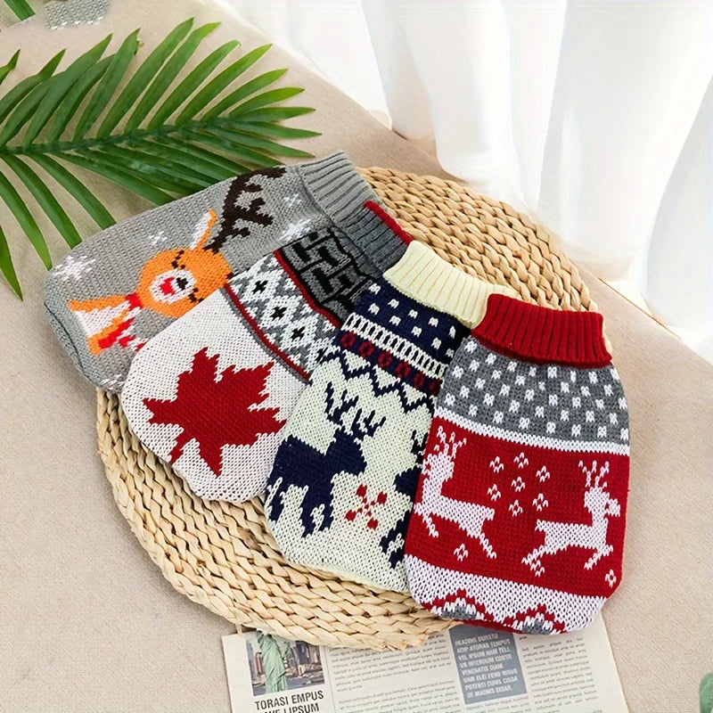 Suéter de lana tejido de Navidad para perro y gato