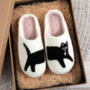 Funny Black Cat Cozy Wool Cotton Slippers