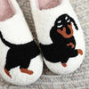 Dachshund Embroidery Furry Cotton Non-slip Indoor Slippers
