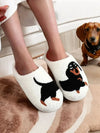 Dachshund Embroidery Furry Cotton Non-slip Indoor Slippers
