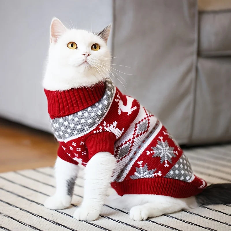 Suéter de lana tejido de Navidad para perro y gato
