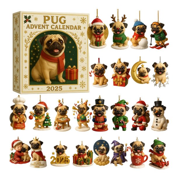 2d Pug Advent Calendar, Ornament Advent Calendar, 2025 Advent Calendar, Christmas Countdown Calendar
