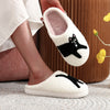Funny Black Cat Cozy Wool Cotton Slippers