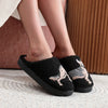 German Shepherd Embroidery Cozy Furry Cotton Slippers