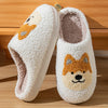 Cartoon Corgi Fluffy Home Slippers