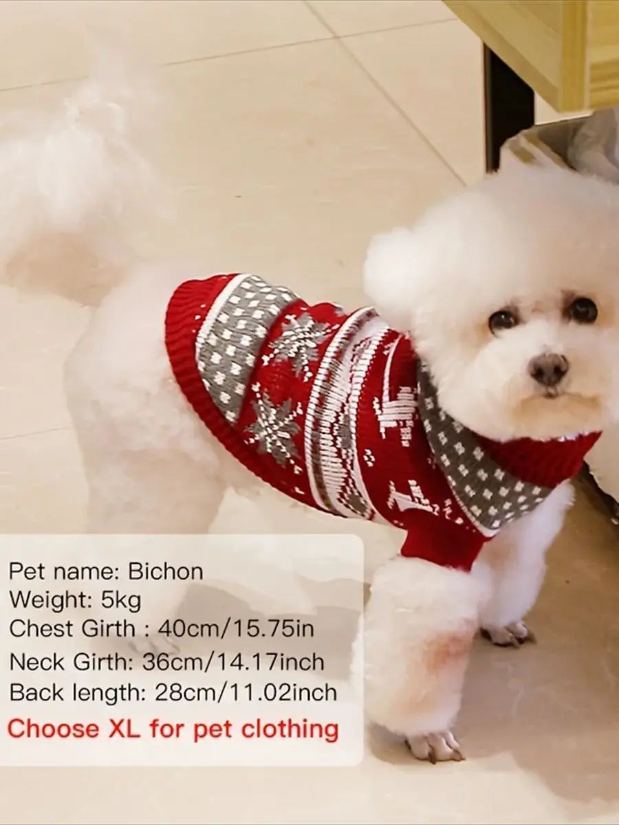 Suéter de lana tejido de Navidad para perro y gato