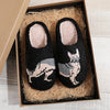 German Shepherd Embroidery Cozy Furry Cotton Slippers