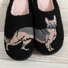German Shepherd Embroidery Cozy Furry Cotton Slippers