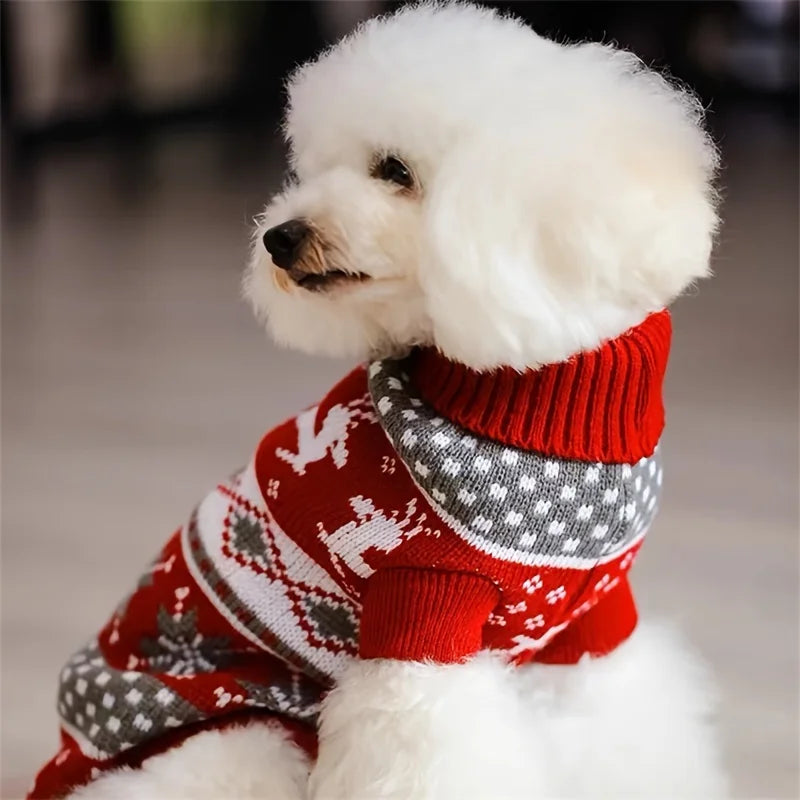 Suéter de lana tejido de Navidad para perro y gato