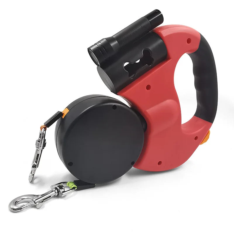 Retractable Double Dog Leash With LED Lights