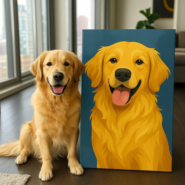 Custom Pet Portrait - Personalized Dog Cat Portrait Canvas