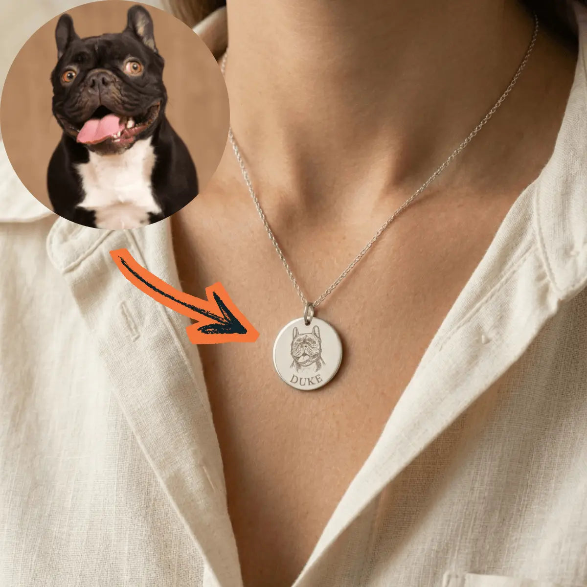 Personalized Pet Portrait Necklace Engraved Custom Pet Necklace