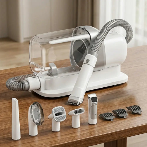 5-in-1 Pet Grooming Vacuum for Dogs & Cats – Low-Noise Shedding Kit